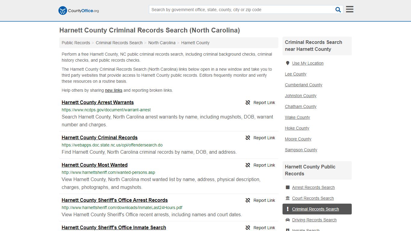 Criminal Records Search - Harnett County, NC (Arrests ...