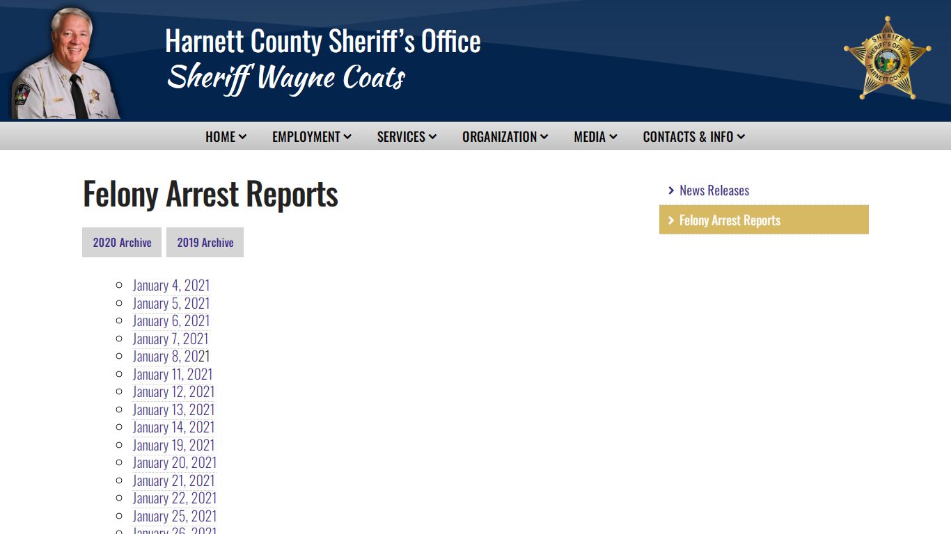 Felony Arrest Reports // Harnett County, North Carolina